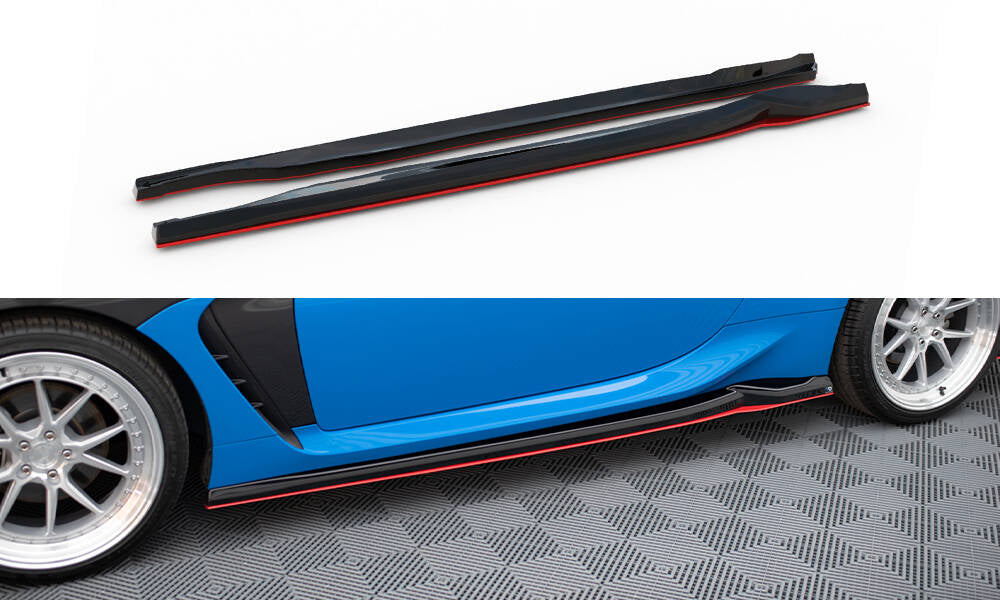 CHEDA Side Skirts Body Kit Add-On For 2003-2008 Toyota Corolla S Style – Black Plastic, 2-Piece Set