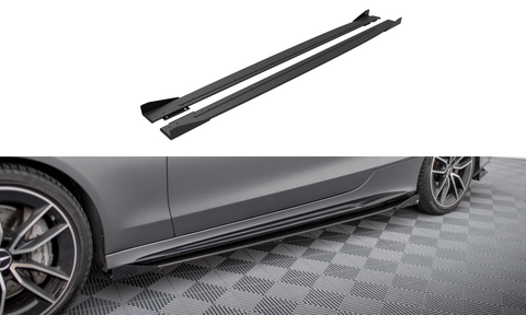 Maxton Design - Street Pro Side Skirts Diffusers + Flaps Mercedes Benz C43 AMG Coupe C205 (Facelift)