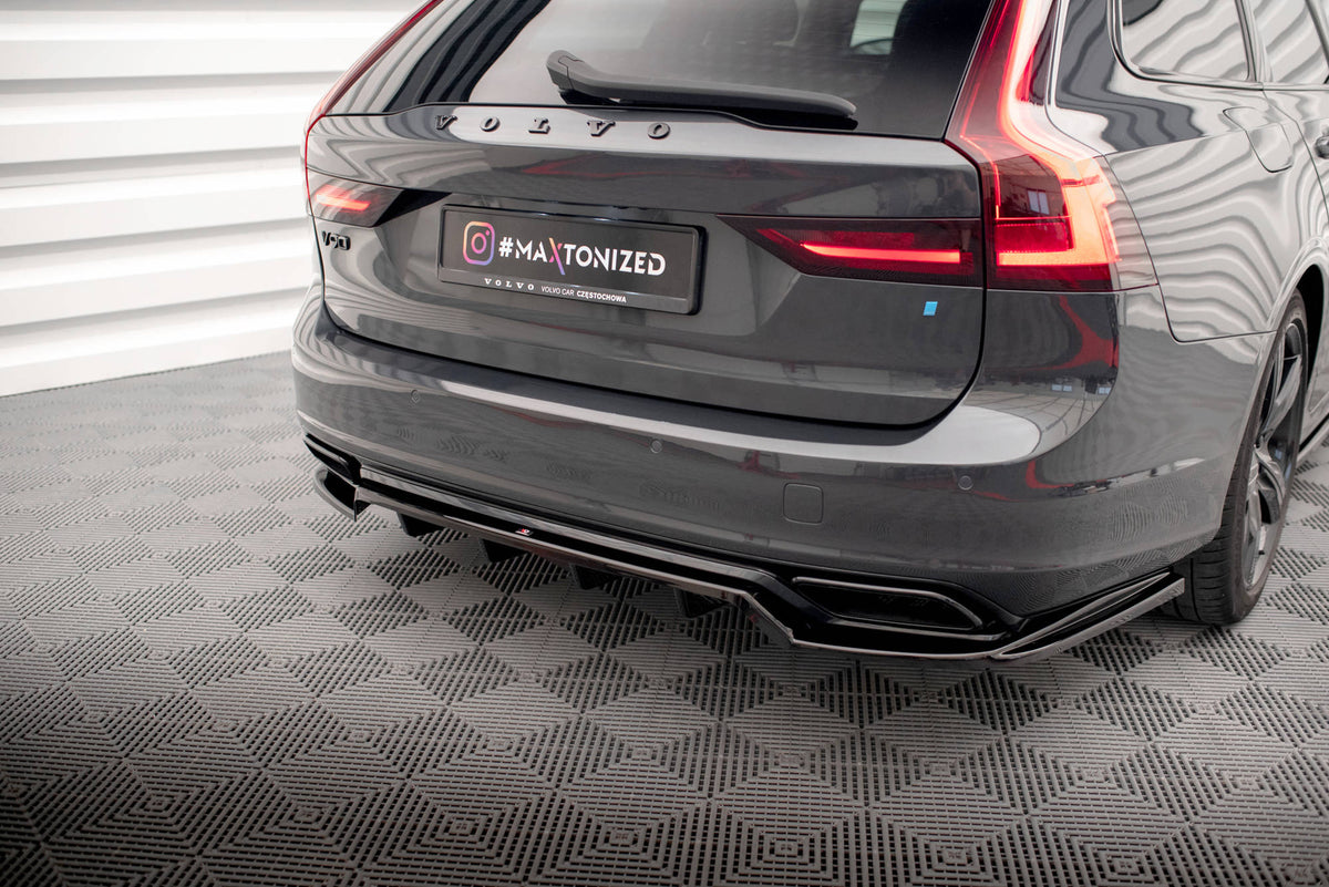 S93f Rear Maxton Design - Central Rear Splitter (With Vertical Bars) Volvo V90 ...