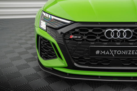 Maxton Design Gloss Black Front Splitter V.3 Audi RS3 8V Facelift (2017 Maxton Design Gloss Black Front Splitter V.3 Audi RS3 8V Facelift (2017