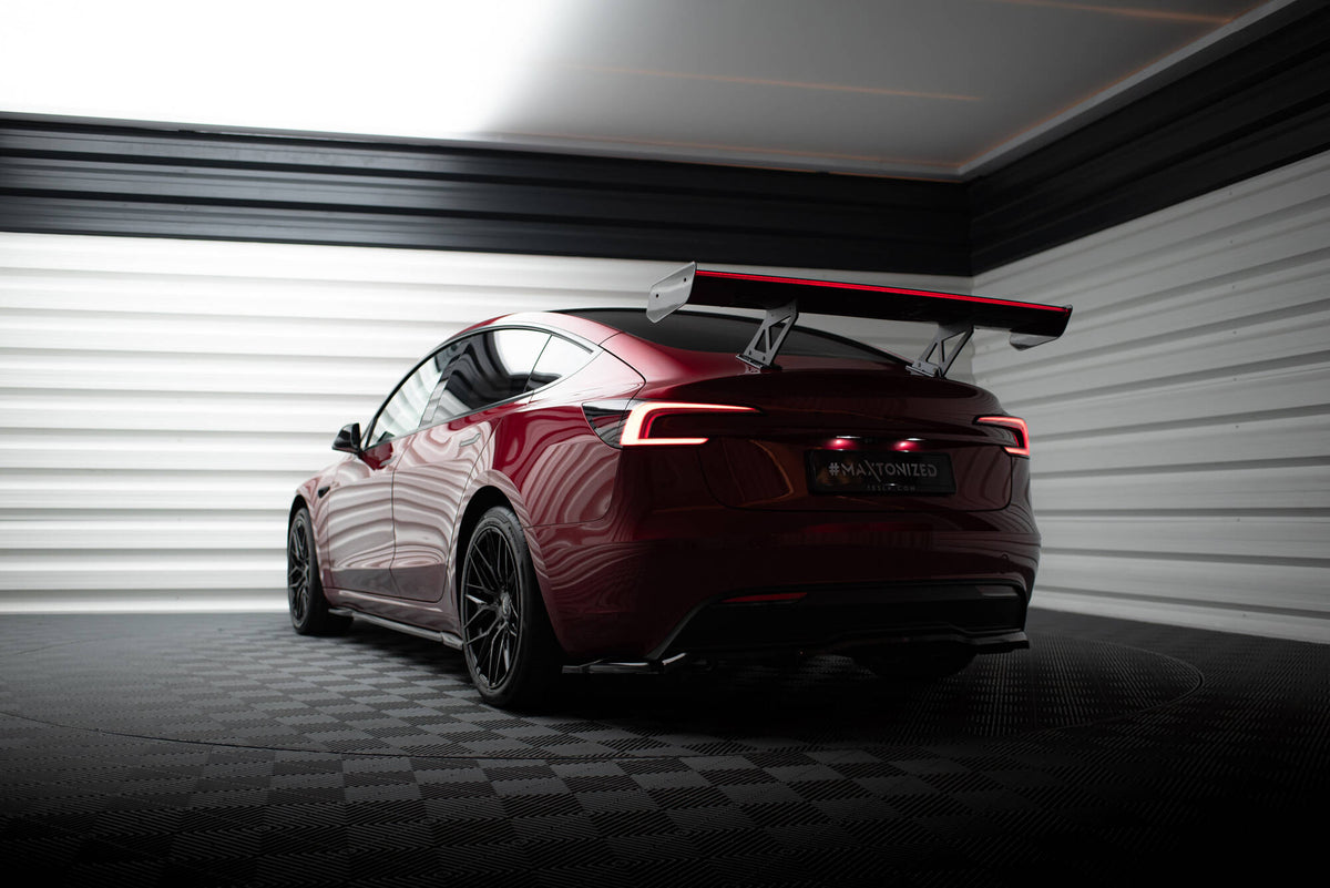 Maxton Design - Carbon Fiber Rear Wing + LED Tesla Model 3 | Royal Body ...