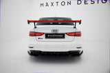 Maxton Design - Carbon Fiber Rear Wing with External Brackets Uprights + LED Audi A3 / A3 S-Line / S3 / RS3 Sedan 8V / 8V (Facelift) - Royal Body Kits