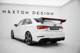 Maxton Design - Carbon Fiber Rear Wing with External Brackets Uprights + LED Audi A3 / A3 S-Line / S3 / RS3 Sedan 8V / 8V (Facelift) - Royal Body Kits