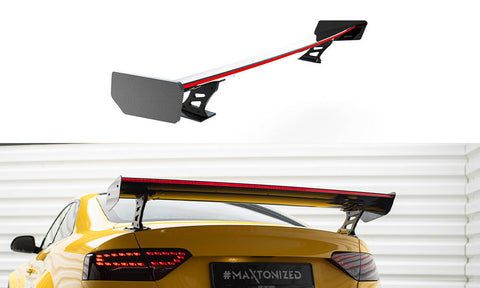 Maxton Design - Carbon Fiber Rear Wing with External Brackets Uprights + LED Audi A5 Coupe 8T