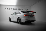 Maxton Design - Carbon Fiber Rear Wing with Internal Brackets Uprights + LED Audi A3 / A3 S-Line / S3 / RS3 Sedan 8V / 8V (Facelift) - Royal Body Kits