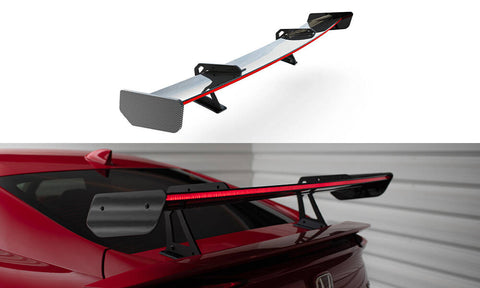 Maxton Design - Carbon Fiber Rear Wing with Upper Swan Mounting + LED Honda Civic SI MK10 - Royal Body Kits