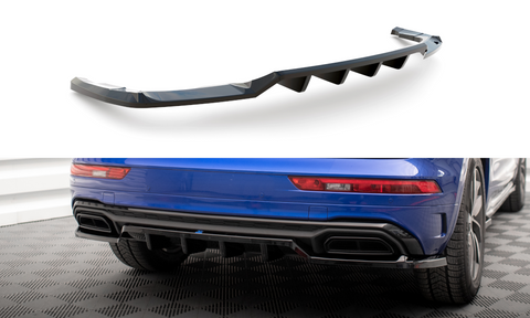 Maxton Design - Central Rear Splitter (with Vertical Bars) Audi Q5 S-Line SUV MK2 (Facelift)