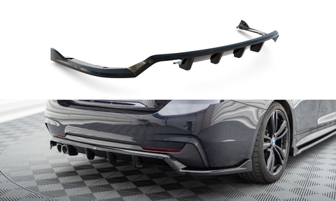 Maxton Design - Central Rear Splitter (with Vertical Bars) BMW Series 4 Gran Coupe / Coupe / Cabrio M-Pack F36 / F32 / F33