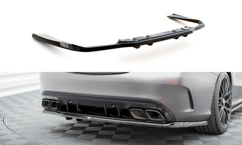 Maxton Design - Central Rear Splitter (with Vertical Bars) Mercedes Benz C63 AMG Sedan/Estate W205 (Facelift)