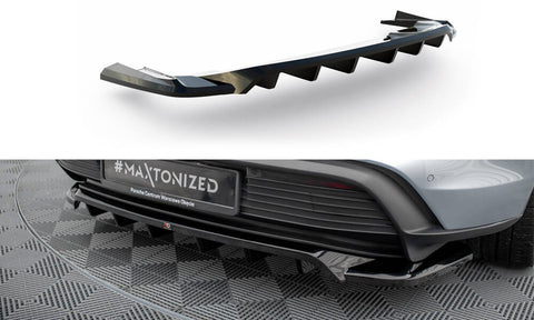 Maxton Design - Central Rear Splitter (with Vertical Bars) Porsche Taycan / 4 / 4S / GTS MK1 Rear Diffuser Maxton Design royalty-bespoke.myshopify.com