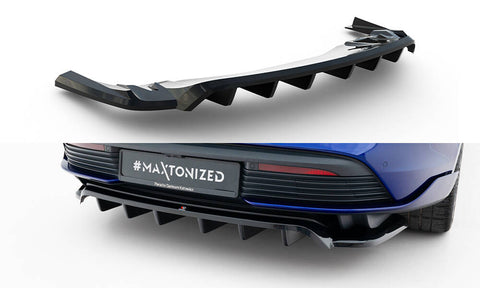 Maxton Design - Rear Splitter (with Vertical Bars) Porsche Taycan Turbo S MK1 - Royal Body Kits
