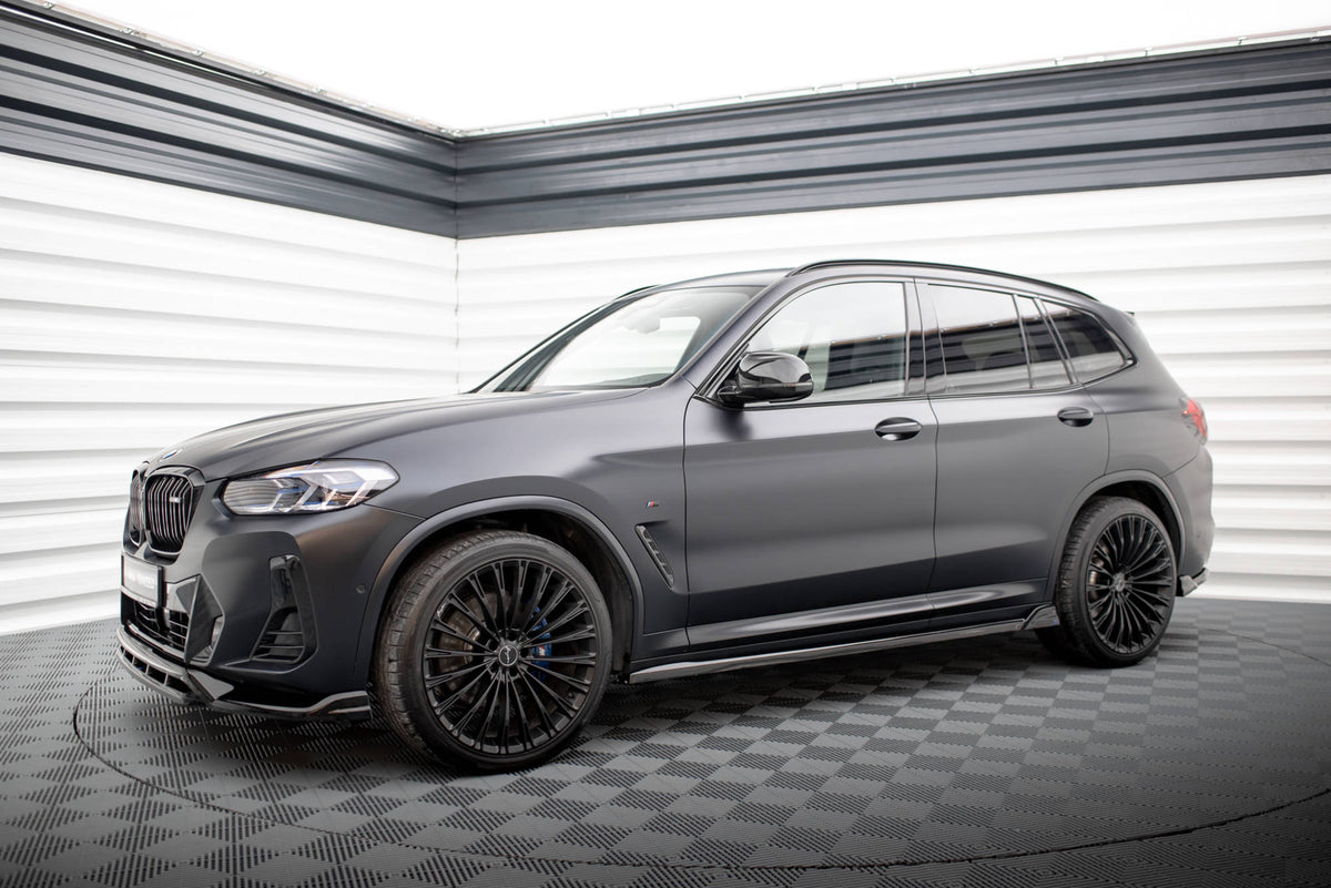 thumbnail image 2 of Gloss Black Polyurethane Side Skirt Extensions / Rocker Panel Lips For BMW X1, X2, X3, X4, X5, X6, X7 2 of 5