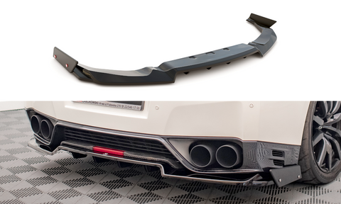 Maxton Design - Central Rear Splitter + Flaps Nissan GTR R35 Facelift