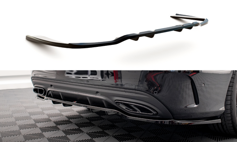 Maxton Design - Central Rear Splitter (with Vertical Bars) Mercedes Benz C-Class AMG-Line W205 Facelift